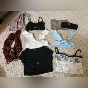 SHEIN Women's Crop Top Set - Black, White, Blue, Brown, Leopard